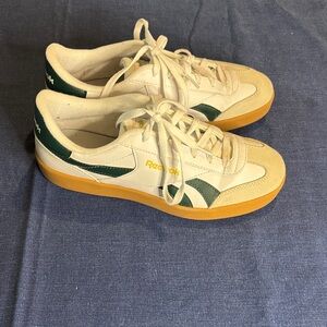 Reebok Cream and Green Sneakers with Gum Soles
